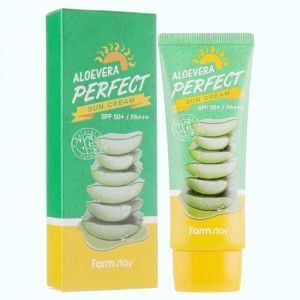 Придбати оптом Сонцезахисний крем з алое Aloevera Perfect Sun Cream SPF50+ PA+++ FarmStay - 70 мл