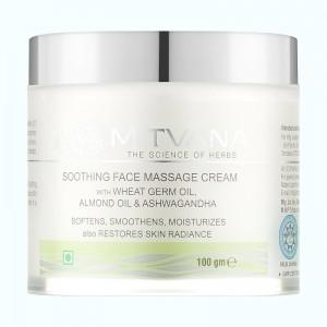 Фото Крем для обличчя масажний заспокійливий Soothing Face Massage Cream with Wheat, Almond & Ashwagandha, MITVANA - 100 мл