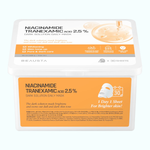 купити Тканинна маска для обличчя щоденна освітлююча Niacinamide Tranexamic Acid 2.5% Dark Solution Daily Mask, BEAUSTA - набір