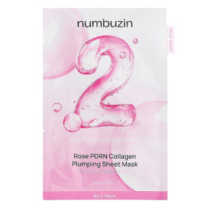 Тканинна зволожуюча маска для сяйва шкіри з трояндою No.2 Rose PDRN Collagen Plumping Sheet Mask, NUMBUZIN - 1 шт*33 мл