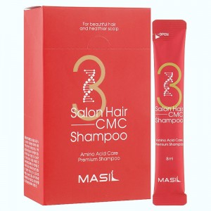 Фото Набір міні-версій зміцнюючого шампуню з амінокислотами Masil 3 Salon Hair CMC Shampoo - 20 шт. × 8 мл