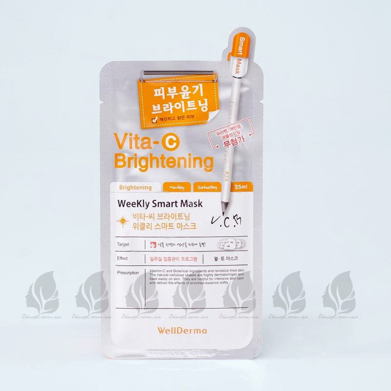 Придбати оптом Тканинна маска з вітаміном C WellDerma Vita-C Brightening Weekly Smart Mask - 25 мл